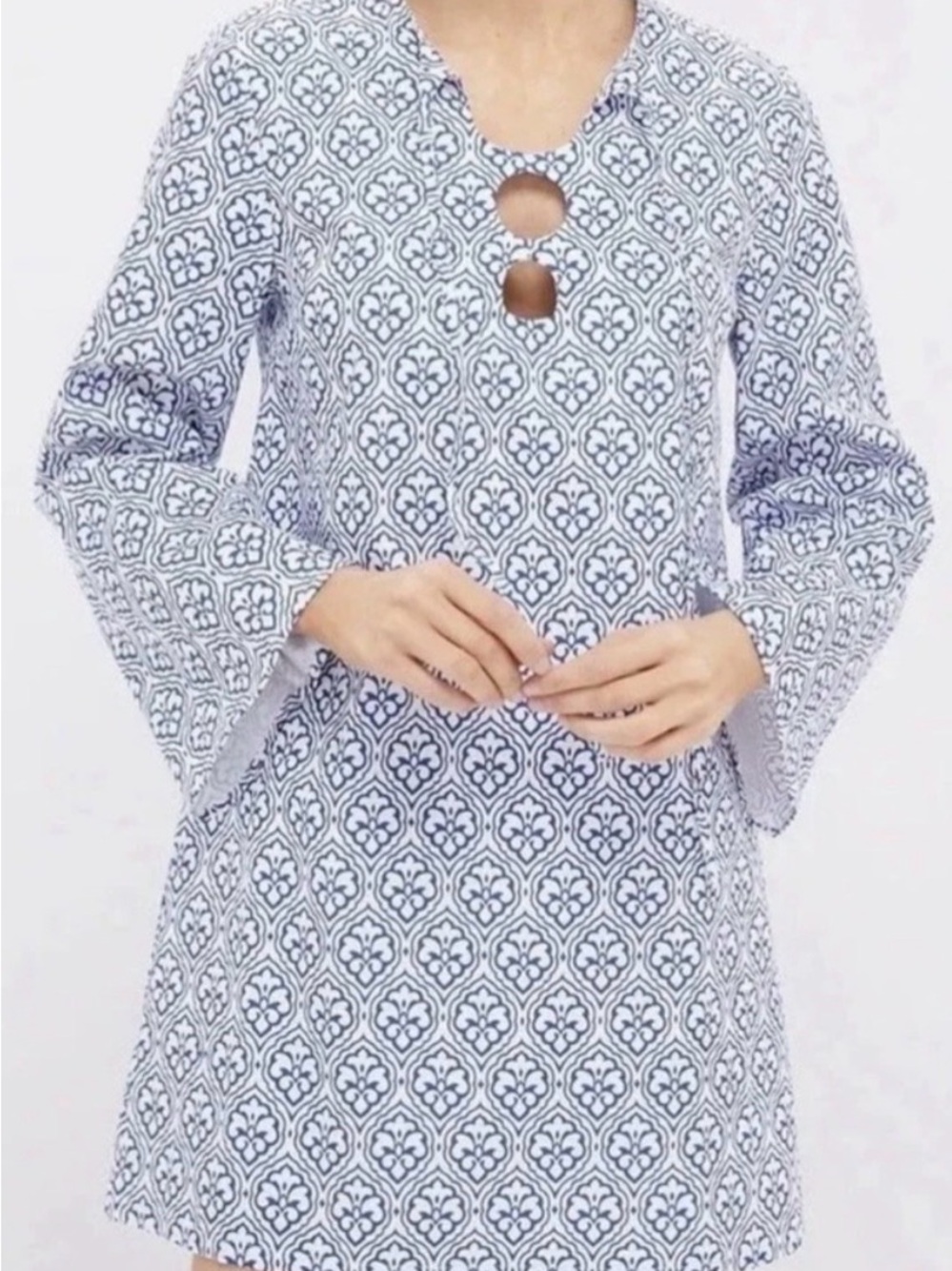 Tuckernuck Blake Mini Dress - Blue Quatrefoil - NWOT